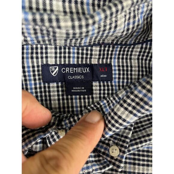 Men’s blue grey checked Cremieux Classics long sleeve shirt XLT excellent - Picture 6 of 10